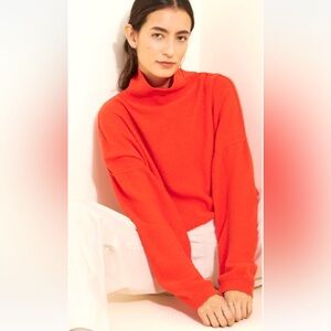 Free People So High So Low Turtleneck Boxy Cashmere Sweater M Oversize Cropped